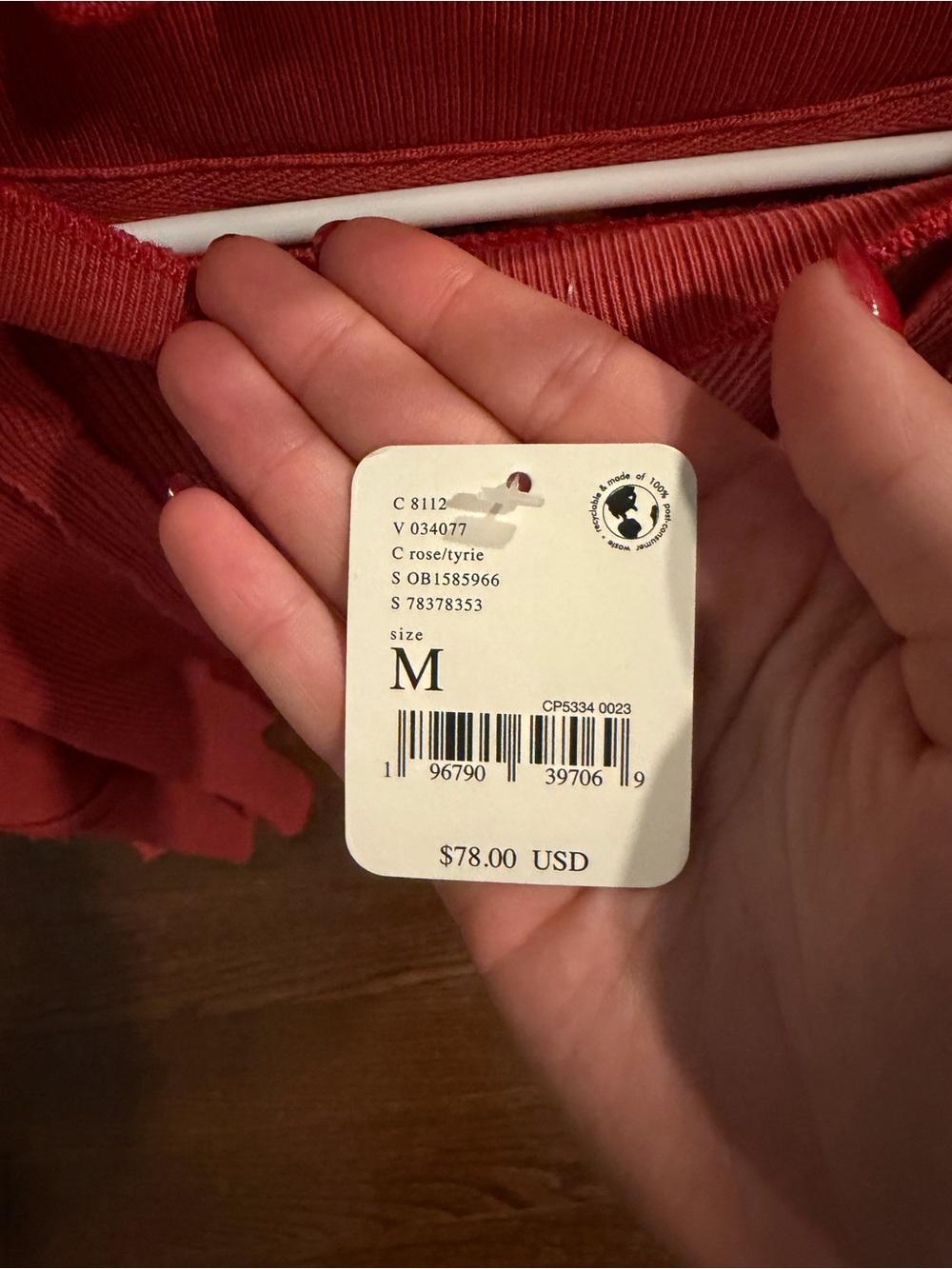 Free People Rust Red Ribbed Long-Sleeve Lightweight Top - Picture 2 of 4